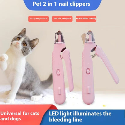 LED Pet Nail Trimmer – Safe 2-in-1 Grooming Clippers
